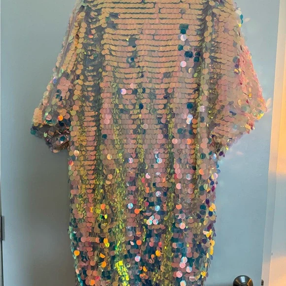 I Heart Raves pink mermaid sequin kimono one size - Picture 4 of 6